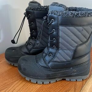 All In Motion Kids Winter Boots, Black Skylar Lace-up, Waterproof